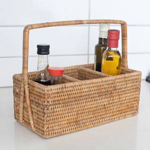 Custom Color Natural Handmade Rattan <b>Kitchen</b> Accessories Cutlery Flatware Utensils Holder <b>Storage</b> Caddy Basket - Product Image 2