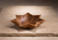 Bol de service en bois de noyer et bois de manguier, forme étoile à six branches, design géométrique, élégant, pour centre de table
