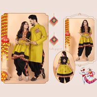 Ensemble Premium Spécial Navratri pour Couple : Kurta en Coton pour Homme et Kediya Dhoti en Coton pour Femme - Prix de Gros par Royal Export