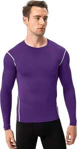 <b>Men's</b> Full Sleeve <b>Compression</b> <b>Shirt</b> Breathable Sublimation Printed Purple Blue Spandex Polyester Quick Dry Sport Top Rash Guard - Product Image 3