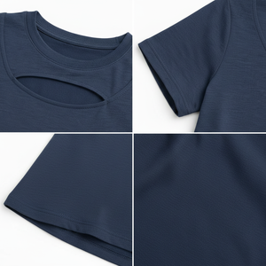 Summer Women Quick Dry Stretch T <b>Shirt</b> Poly Cotton Blend Combed Short Sleeve O Neck Daily Wear Top - Product Image 4