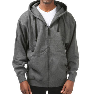 Sweat-shirt à capuche noir pour homme, coupe classique, couleur unie, fermeture éclair, décontracté, en coton, pour l'automne - Product Image 4