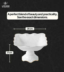 Frutero de porcelana de hueso blanco de ultra lujo con soporte Plato de servicio pulido Ecológico y sin BPA para fiestas - Product Image 2