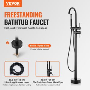 Rubinetto per vasca da bagno a pavimento, miscelatore doccia con rubinetto girevole a 360 gradi, rubinetti per vasca e doccia - Product Image 2