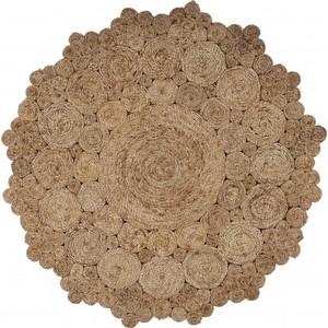 Tapis rond en jute, style bohème, couleur unie, tissage plat, pour salon, nettoyage facile, épaisseur fine - Product Image 4