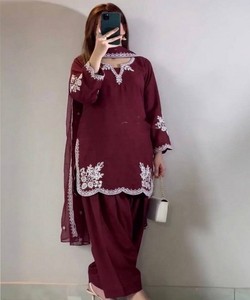 Top Patiala con bordado islámico y dupatta para mujer, corte regular, ropa informal india y pakistaní (MT-4021) 84484 - Product Image 1
