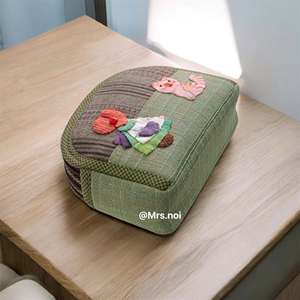 Borsa da Polso in Cotone Ricamata a Mano, Borsellino con Cerniera Patchwork, Design Carino per Uso Quotidiano, Regalo per Feste, Accessorio Unisex - Product Image 3