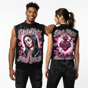 เสื้อกล้ามทรงใหม่ล่าสุด แต่งขอบเอวแบบริบ ลายกราฟิกพิมพ์เอง สไตล์สตรีทแวร์ พังก์ ดีไซน์ลำลองสำหรับฤดูร้อน รับผลิตแบบ OEM ODM - Product Image 2