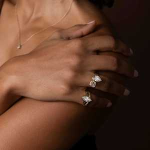 14k Solid Gold Bezel Set Marquise Cut Lab Grown Diamond Luxury <b>Split</b> Band Engagement <b>Ring</b> IGI Certified - Product Image 5