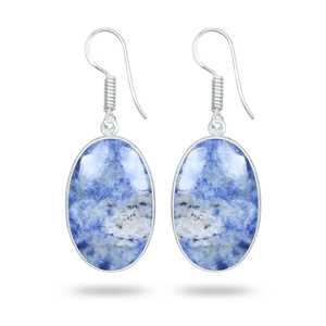 Boucles d'oreilles pendantes en pierres de guérison en cristal, monture argentée, en dumortierite naturelle rare, bijoux faits à la main, cadeau pour femme - Product Image 6