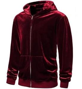 Plain Blank Velvet Hooded in Maroon Color Zip up <b>Velour</b> Hoodie Drop Shoulder Plus Size Breathable OEM Service Wholesale Buy OEM - Product Image 4
