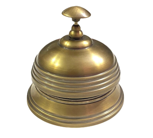 Campana de escritorio redonda hecha a mano de latón macizo antiguo, elegante campana de llamada para recepción, campana vintage para mostrador de servicio, campana de conserjería para hotel - Product Image 3