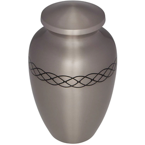 Urnes funéraires en laiton pour cendres humaines, taille adulte, finition étain, récipient métallique avec motif celtique gravé - Product Image 1