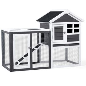Gabbia per conigli XL in legno di abete # # # # Pollaio da Esterno # # # # Gabbia per Conigli da Interno # # # # Vassoio Superiore Estraibile # # # # Grigio - Product Image 1