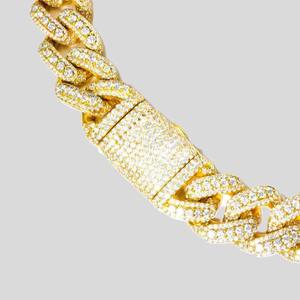 Collar de Cadena de Oro Macizo con Diamantes para Hombre, Joyería Hip Hop de Eslabones Cubanos Pesados, Disponible en Cantidad al por Mayor - Product Image 2