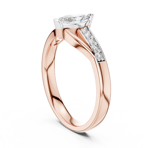 Anillo Clásico con Diamante Cultivado en Laboratorio, Corte Marquise, Oro Rosa de 18 Quilates, Bañado en Rodio, con Piedras Laterales Minimalistas, para Compromiso/Boda/Uso Diario - Product Image 3