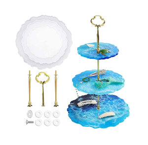 Soporte único hecho a mano para pasteles de resina epoxi, herramienta para servir postres en bodas y fiestas, Royal Crafts con elegante color azul a bajo precio. - Product Image 1