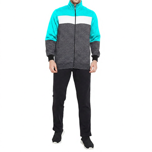<b>Men's</b> Color Block Fleece <b>Jacket</b> Stand Collar Zipper Casual Autumn Wear Polyester Cotton Knitted <b>Long</b> Sleeve Regular Fit - Product Image 2