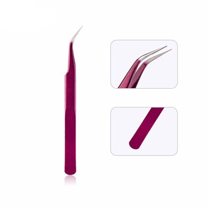 Nouvelles pinces à cils et à sourcils en acier inoxydable de couleur violette, droites et courbées, outil de maquillage professionnel - Product Image 3