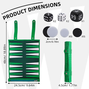 Deluxe Leather <b>Backgammon</b> Game <b>Set</b> with Wooden Accents Foldable Design Eco-Friendly & Durable Customizable Options - Product Image 4