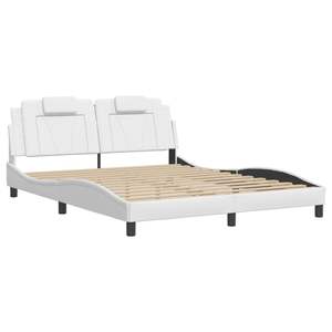 Cadre de lit rembourré Viana blanc 59,8''x79,9'' avec éclairage LED, matelas non inclus - Product Image 3