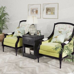 Wooden End <b>Side</b> Table Nightstand with Drawer Storage Shelf - Product Image 5