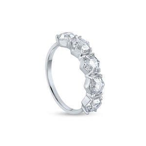 Anillos de aniversario de diamantes de varias filas en oro amarillo, joyería de diamantes de primera calidad - Product Image 4