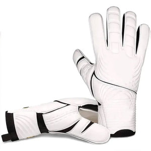 Guantes de Portero de Fútbol, Dedos Completos, Blancos y Negros, con Estampado de Silicona, Cierre de Velcro, Unisex, Transpirables, Antideslizantes - Product Image 4