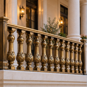 Rampe d'escalier en bronze à motifs de feuilles pour hôtels de luxe, villas, escaliers et projets d'aménagement intérieur haut de gamme - Product Image 4