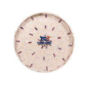 Lujosa bandeja ecológica de nácar con asas hecha a mano en Vietnam, apta para alimentos para uso doméstico y en restaurantes - Product Image 1