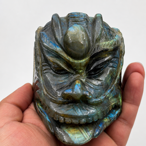 Máscara de Labradorita Tallada a Mano, Escultura Facial de Piedra Preciosa Natural, Adorno Espiritual Decorativo para el Hogar - Product Image 5