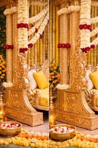 ที่นั่งจูลาที่สวยงามที่สุดสำหรับพิธีฮัลดีบนเวทีกลางแจ้ง พิธีสังเกต์บนเวทีกลางแจ้ง ชิงช้าสีทอง พิธีเมห์นดีกลางคืนบนเวที ออนจัล สหราชอาณาจักร - Product Image 3