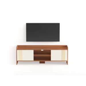 Meuble TV moderne Charley de la gamme Premyrr en noyer et couleur givrée - Product Image 1