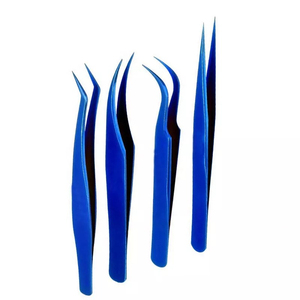 Pince à épiler professionnelle à pointe coudée pour sourcils et kit d'extension de cils, outils de beauté emballés dans un sac, pointe en acier inoxydable - Product Image 2