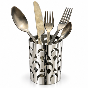 Juego de Cubiertos de Acero Inoxidable de Alta Calidad, 5 Piezas con Soporte, Diseño Floral Calado, para Organizar la Cocina del Hogar al Precio Más Bajo - Product Image 3