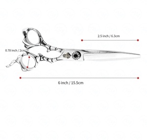 Ciseaux de coiffure pour barbier 6 pouces, ciseaux à effiler à bord rasoir en acier inoxydable 9CR13, manche long pour usage professionnel et domestique - Product Image 2