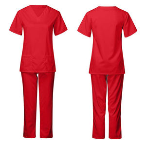 Hot Sale New Designs Pockets Medical <b>Nurse</b> <b>Scrub</b> Sets High Quality Cotton Polyester Short Sleeve OEM Service Hospital <b>Scrub</b> - Product Image 5