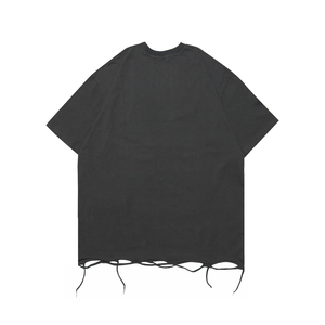 เสื้อยืดผู้ชายทรงยาว ผ้าฝ้าย 100% คุณภาพสูง ทรงโอเวอร์ไซส์ ปักลายโลโก้แบบดิสเทรส ลุควินเทจ ซักทำเก่า - Product Image 2