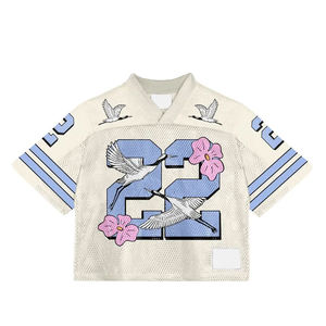 เสื้อฟุตบอลตาข่ายสีส้มแบบครอปแขนสั้นพิมพ์ลายกราฟิกสไตล์สตรีทแวร์สำหรับผู้ชาย ระบายอากาศได้ดี สไตล์วินเทจ - Product Image 5