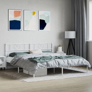 Cadre de lit complet en acier blanc moderne, lit en métal rectangulaire moderne - Product Image 1