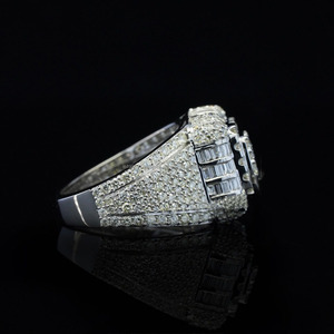 Luxury Women's 18K Gold Moissanite Cocktail <b>Ring</b> Geometric Baguette Pave Setting Engagement <b>Statement</b> Jewelry - Product Image 2