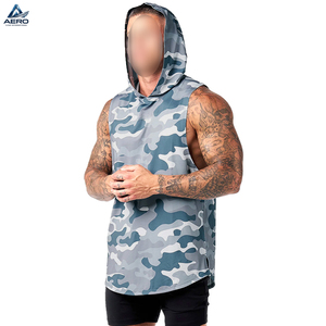 Sudaderas sin mangas Cybernetic azules al por mayor para hombre, con logotipo personalizado impreso, material transpirable de tacto suave. - Product Image 2