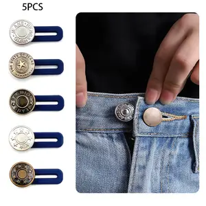 5 buah kancing logam Extender sempurna untuk celana Jeans bebas jahit Jeans yang dapat ditarik kancing pinggang perpanjangan gesper Kit pemasangan