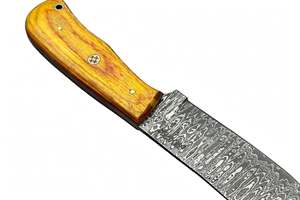 Cuchillo de Cocina Artesanal de Acero Damasco con Diseño de Gota de Lluvia, Mango de Madera Amarilla - Product Image 3