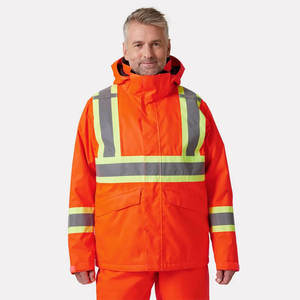 Veste de sécurité haute visibilité imperméable en polyester avec bande réfléchissante, capuche unisexe, toutes saisons, pour travaux de construction, extérieur, gardes - Product Image 1