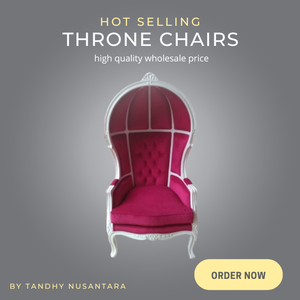 Chaise de trône de reine chaises de trône en bois avec l'auvent hôtel de luxe et chaises de mariage à vendre - Product Image 6