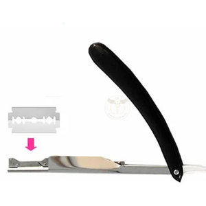 Straight Razor Cut Throat <b>Barber</b> Carbon Steel <b>Blade</b> Black Handle Vintage Shaving - Product Image 5