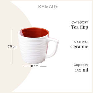 Vibrant Wavy Textured Ceramic Tea <b>Cup</b> <b>Set</b> of 4 - Product Image 5