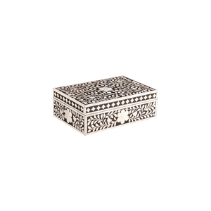 Handmade Bone Inlay <b>Floral</b> Design European Modern Luxury 2-Layer Rectangle Jewelry Storage <b>Box</b> Premium Resin Wood Custom Sizes - Product Image 3