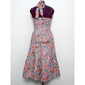 Printed Cotton Long off Shoulder Party Simple Beach Wear Maxi Dress for Women Floral Summer Washable Eco-Friendly Vintage - Product Image 5